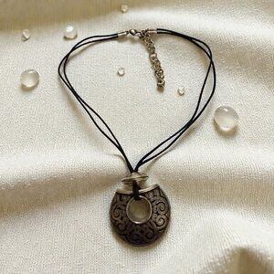 Vintage Brighton Silver Puff Pendant Necklace